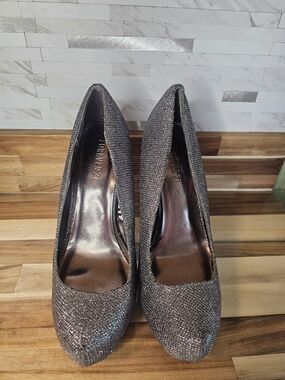 Glittery Dark Gray Women's Pumps - Classic Evening Heels S3